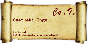 Csetneki Inge névjegykártya
